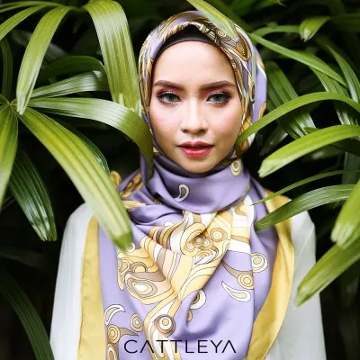 PREMIUM SQUARE SCARF - GLOXINIA SERIES : MUSTARD (1)